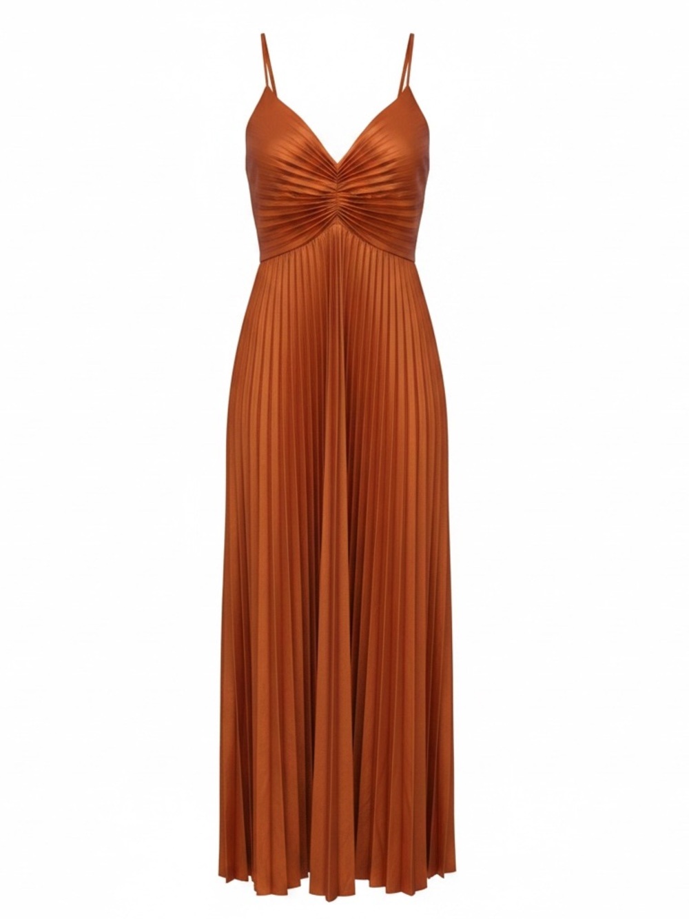 Petal & Pup Rust Orange Pleated Maxi Dress
